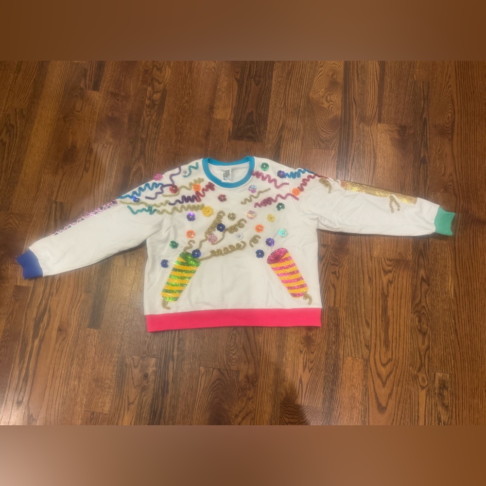 QUEEN OF SPARKLES Colorful Embellished Sweatshirt